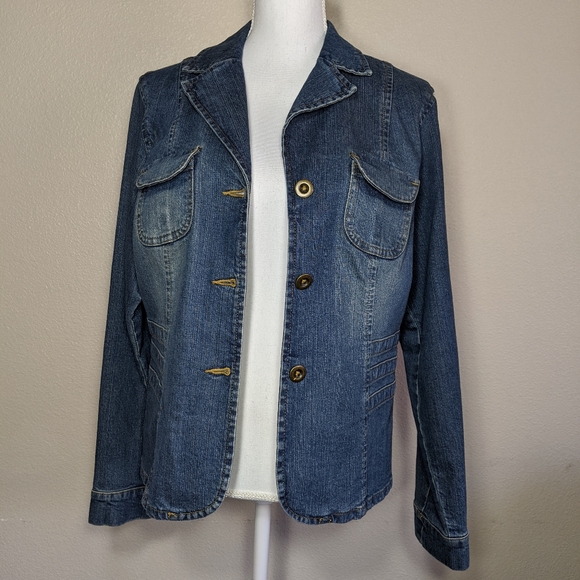Coldwater Creek Denim Jacket Jean Blazer M - Picture 4 of 6